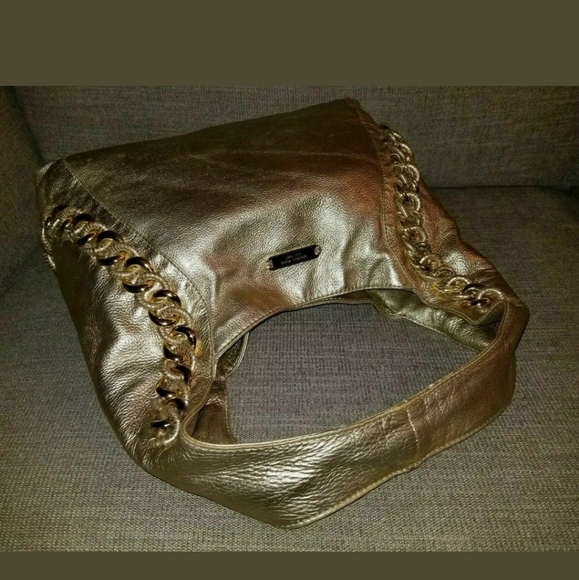 Michael Kors Metallic Gold Leather Chain Link Hobo - Picture 6 of 8